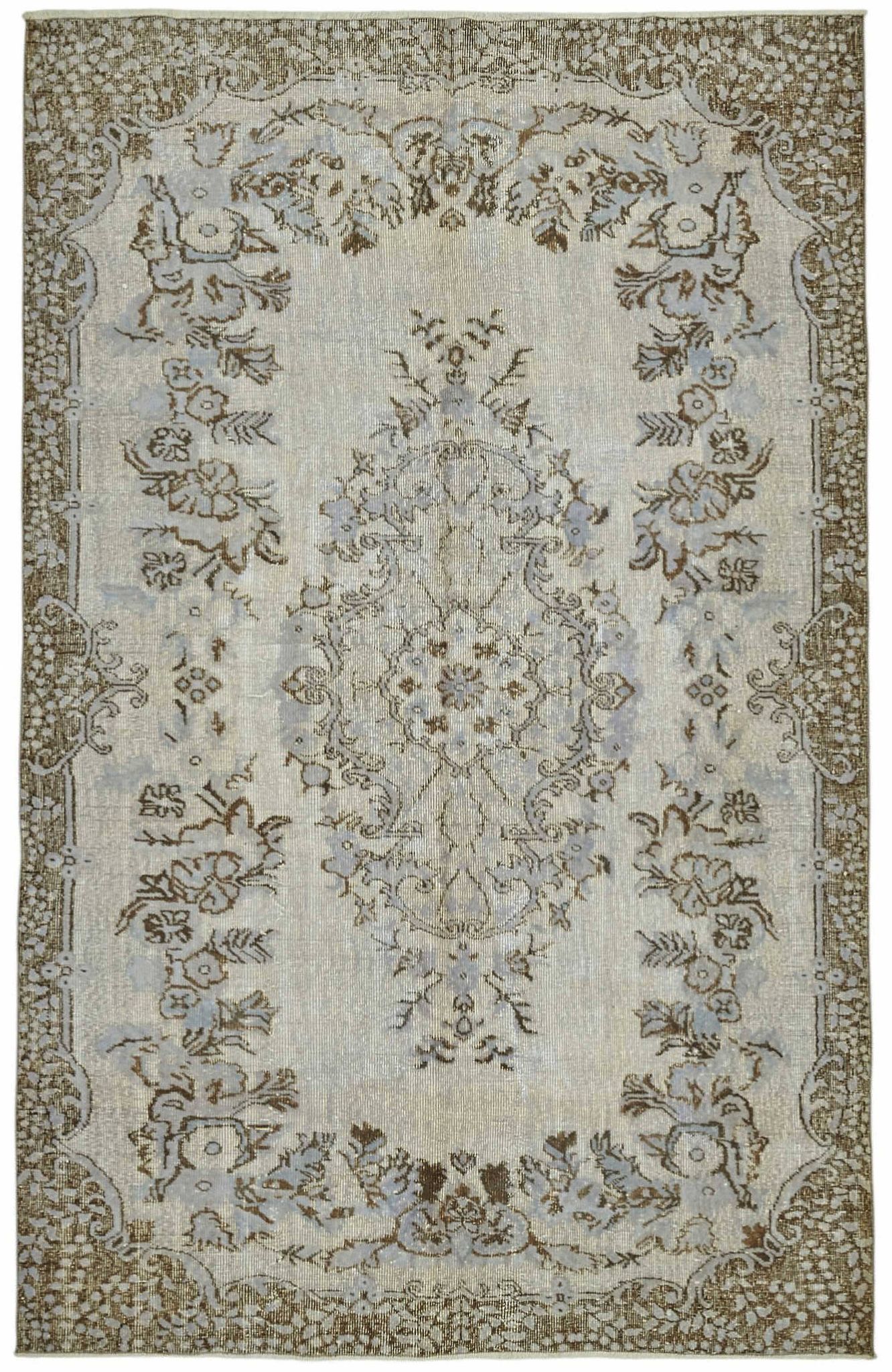 Overdyed Wool Vintage Handmade Carved Rug 178 cm x 275 cm