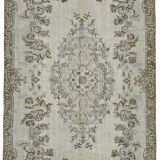 Overdyed Wool Vintage Handmade Carved Rug 178 cm x 275 cm