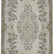 Overdyed Wool Vintage Handmade Carved Rug 178 cm x 275 cm