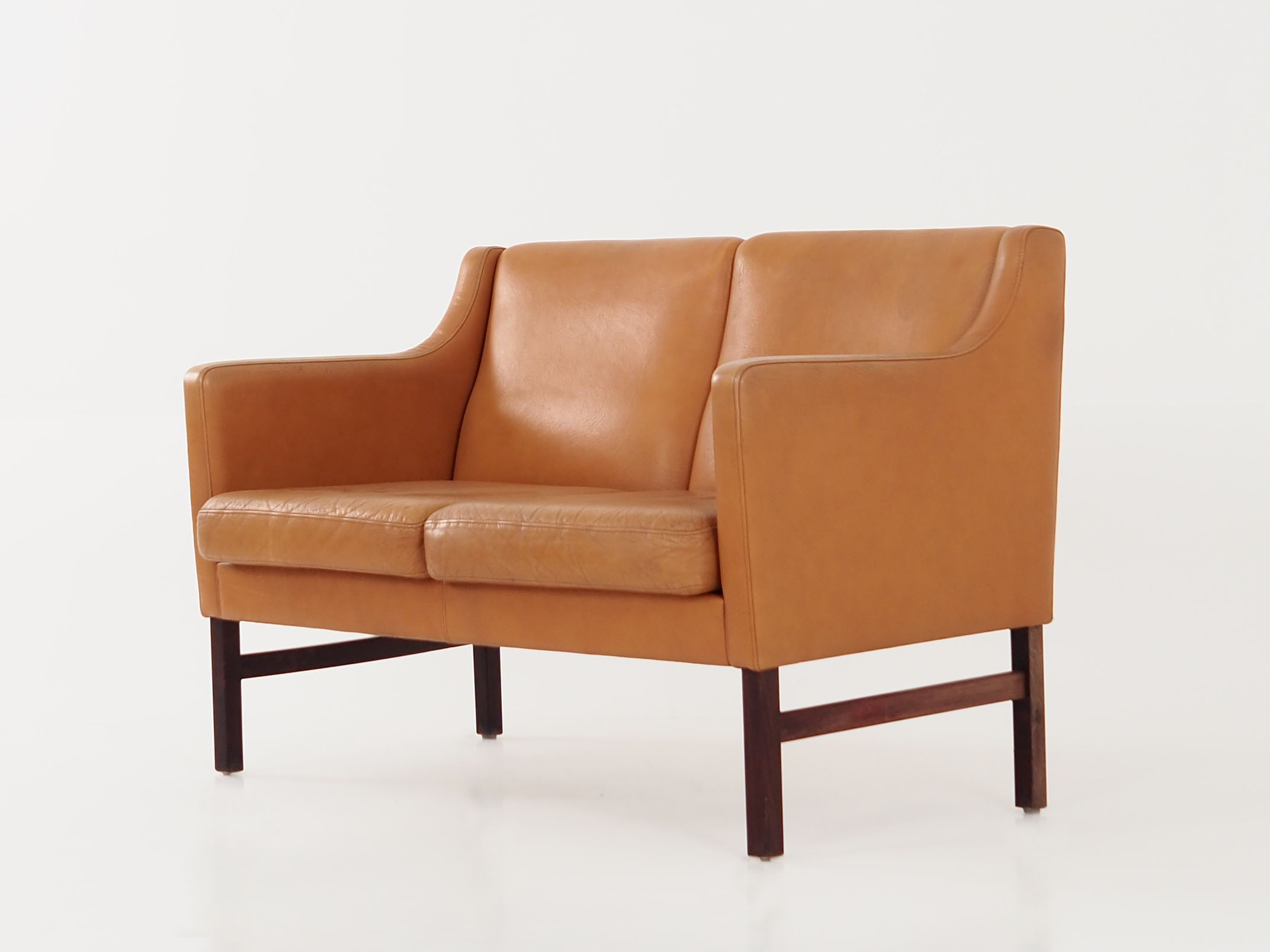 Leather two-seater sofa, 70s Scandinavian design