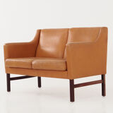 Leather two-seater sofa, 70s Scandinavian design
