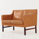 Leather two-seater sofa, 70s Scandinavian design