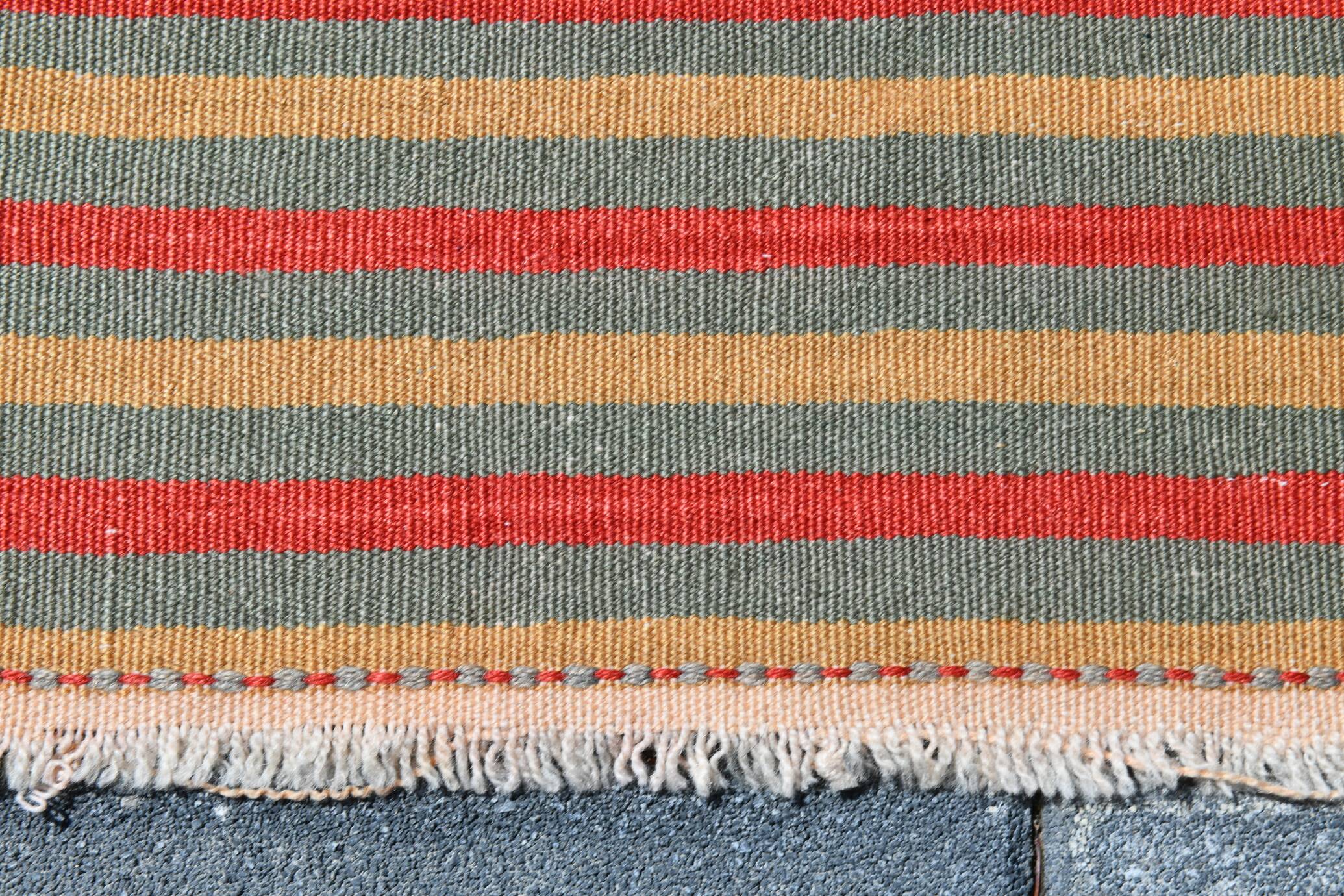 2x6 Kilim Salmon & Red Modern Decorative Wool Kilim Rug, 73x188 Cm