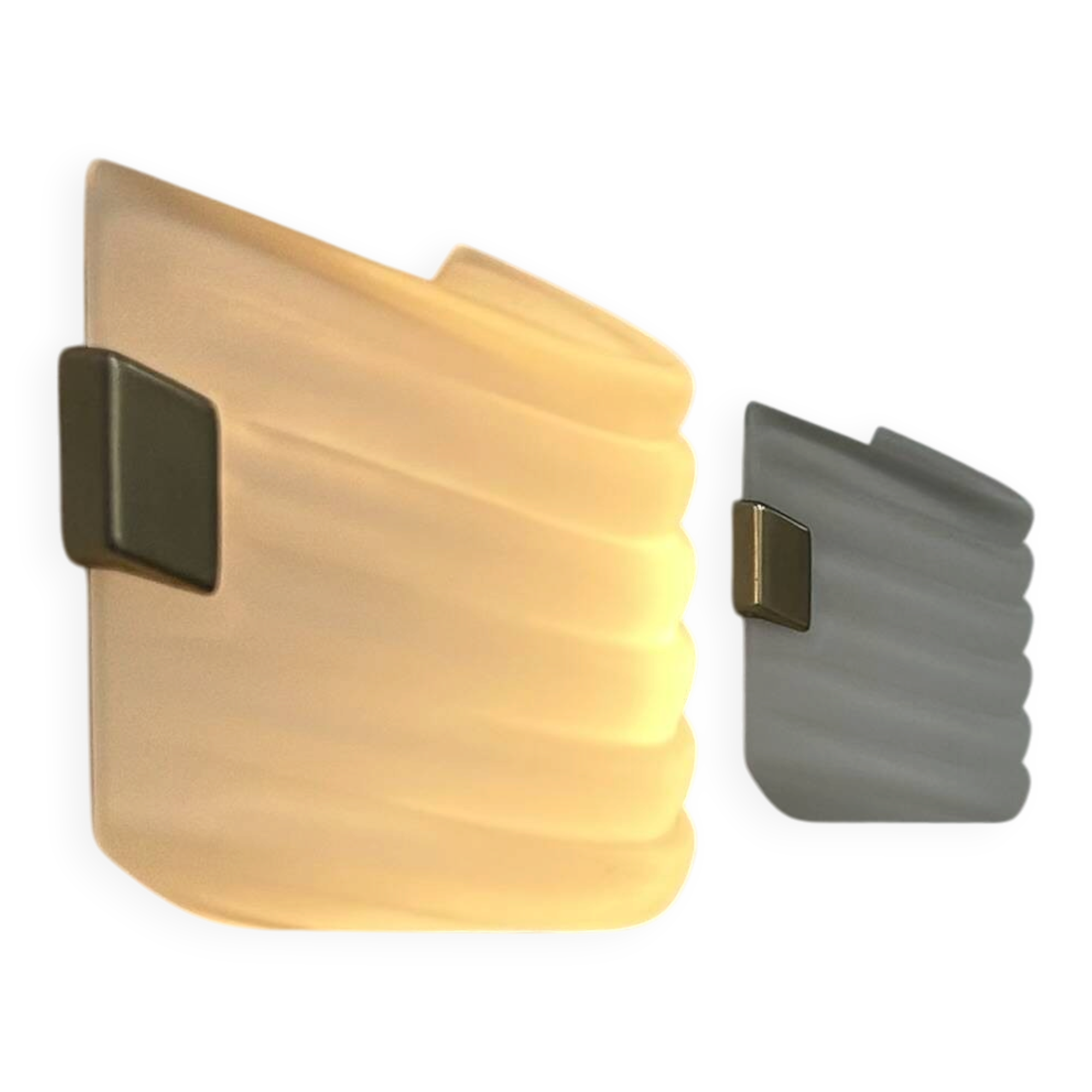 Pair of vintage wall lights, opaline glass and brass, France, 1970.