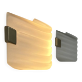 Pair of vintage wall lights, opaline glass and brass, France, 1970.