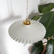 Vintage 1950s entirely white serrated opaline pendant light