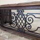 Old fireplace bench, wrought iron leather and oak