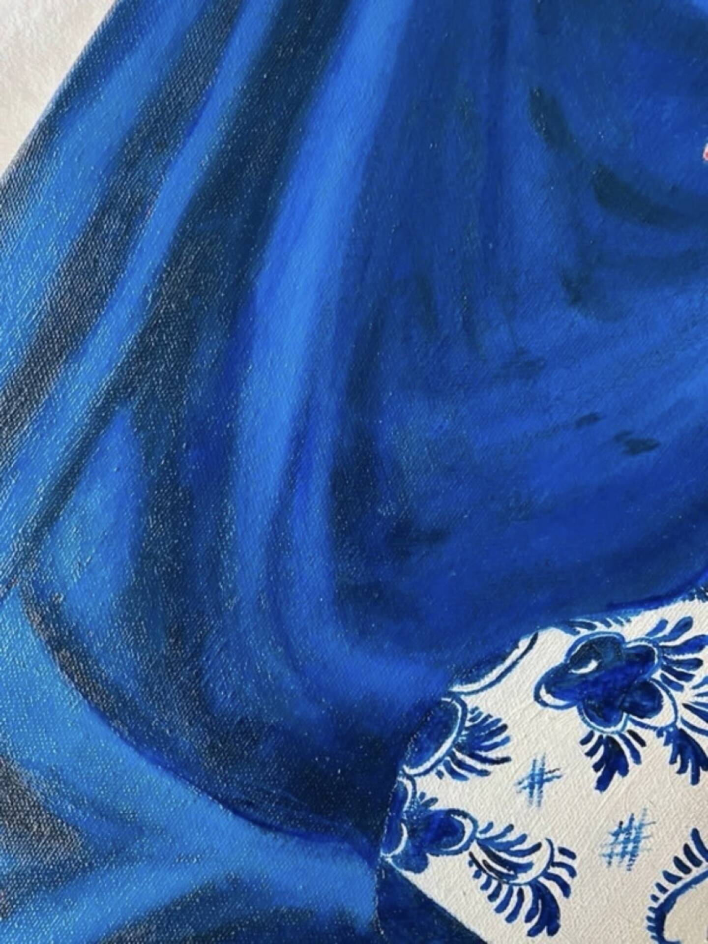 Peinture sur toile Lys et drapé bleu