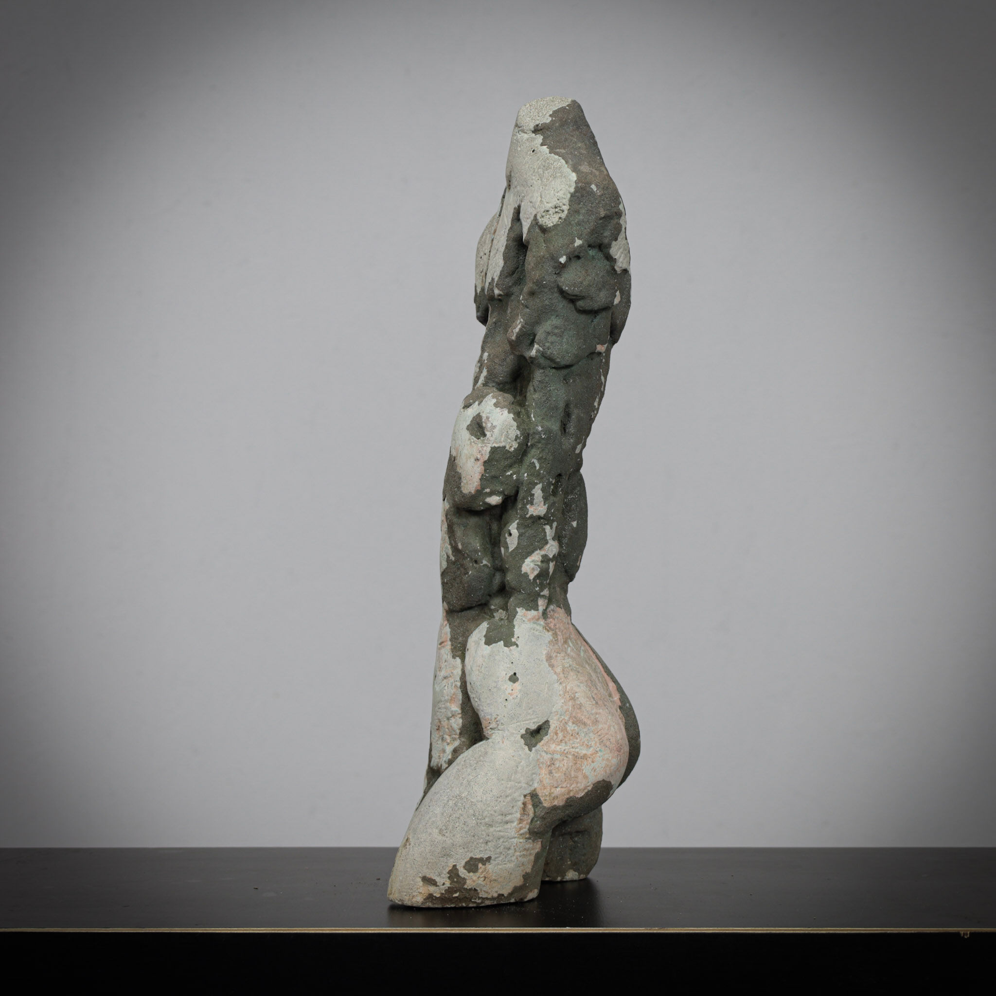 Pair of male torso sculptures by Francine Govers, 1990s