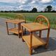 Pair of bedside tables in wood and woven straw - around 1960.