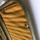 Vintage folding chair lafuma chantazur with striped golden fabric