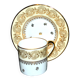 Limoges tasse litron porcelaine jaune et or signée Porcelaine d’Art PP