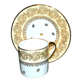 Limoges litre cup porcelain yellow and gold signed Porcelaine d’Art PP