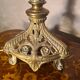 restored antique Art Nouveau bronze lamp, stained glass lampshade in Tiffany style