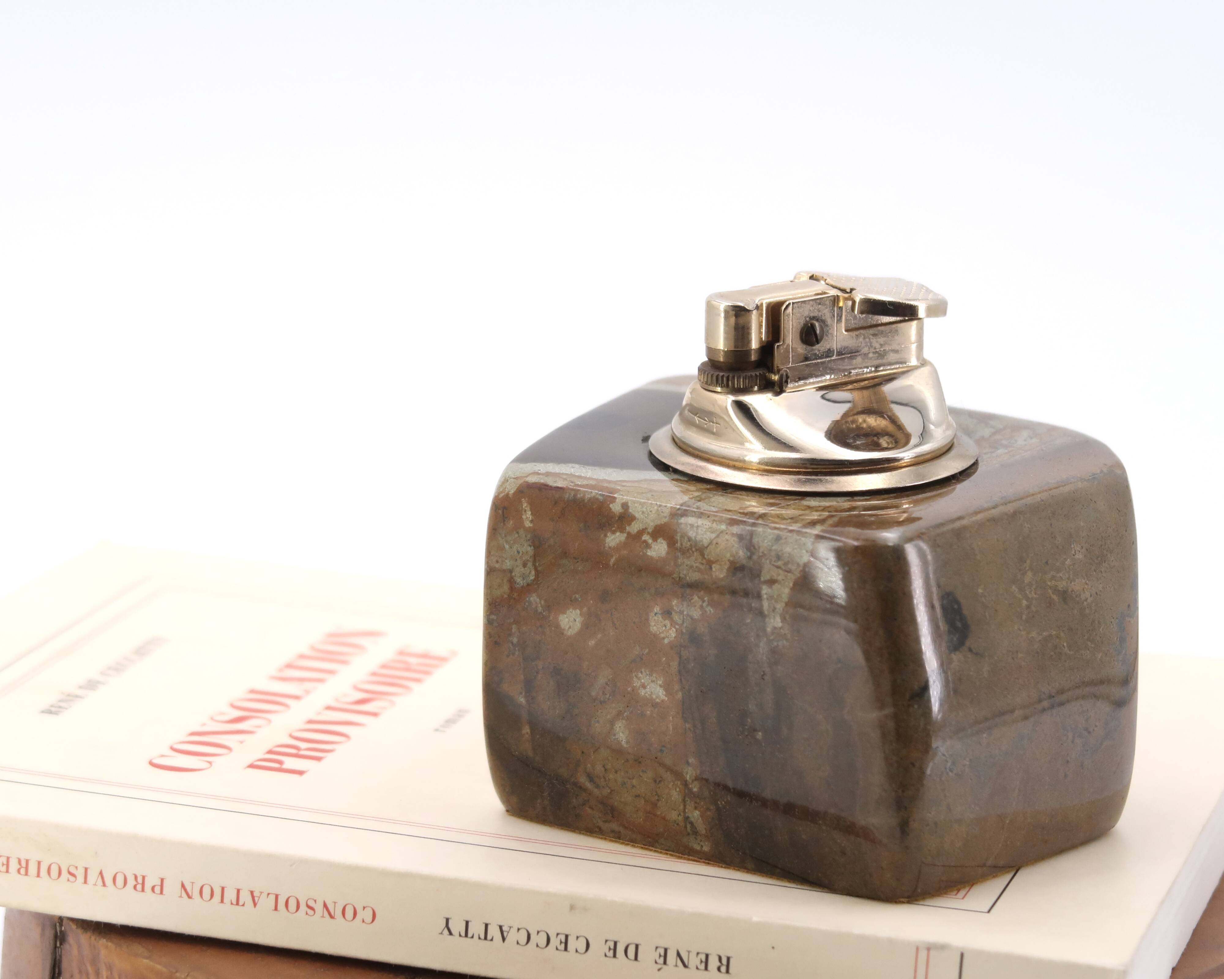 Brown Jasper table lighter, 1970s