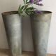 Pair of old florist pots in zinc