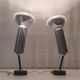 Wall lights - duo of articulated spots in chrome and black metal - 1970s