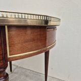Louis XVI style mahogany bouillotte table in marquetry and bronze