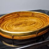 Rattan and brass tray, Italy, 1970