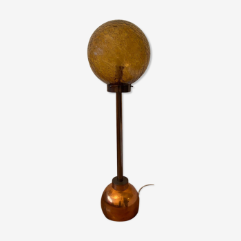 Lampadaire modèle art déco avec ombre ronde de verre années 1950