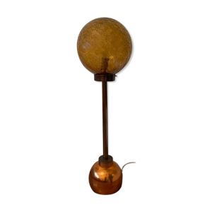 lampadaire modèle art déco avec ombre ronde de verre années 1950