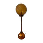 Lampadaire modèle art déco avec ombre ronde de verre années 1950