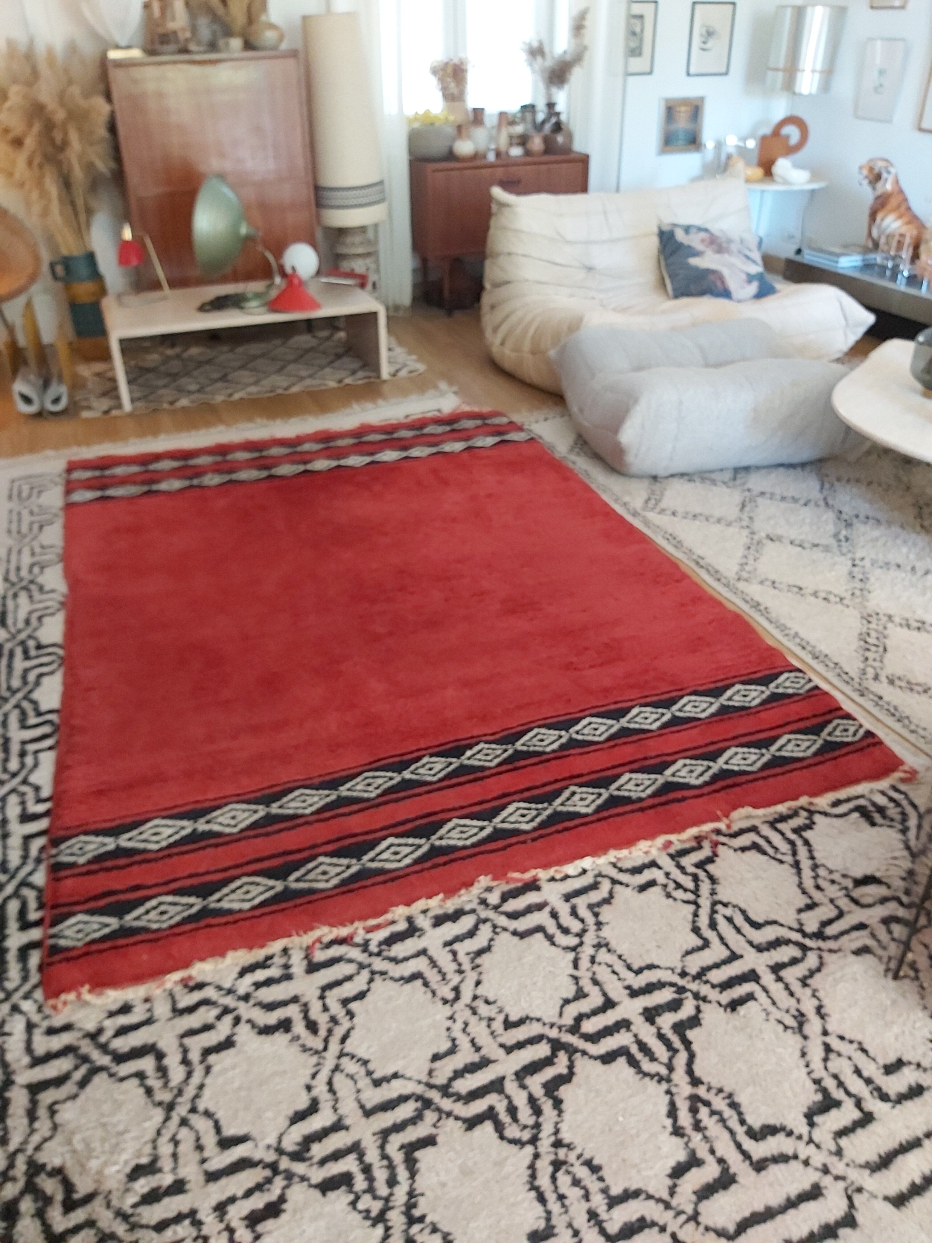 Vintage Berber wool carpet