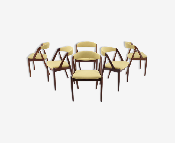 1960s Kai Kristiansen Teck Chaises à manger Modèle 31 pour Shou Andersen, Danemark, Ensemble de 6