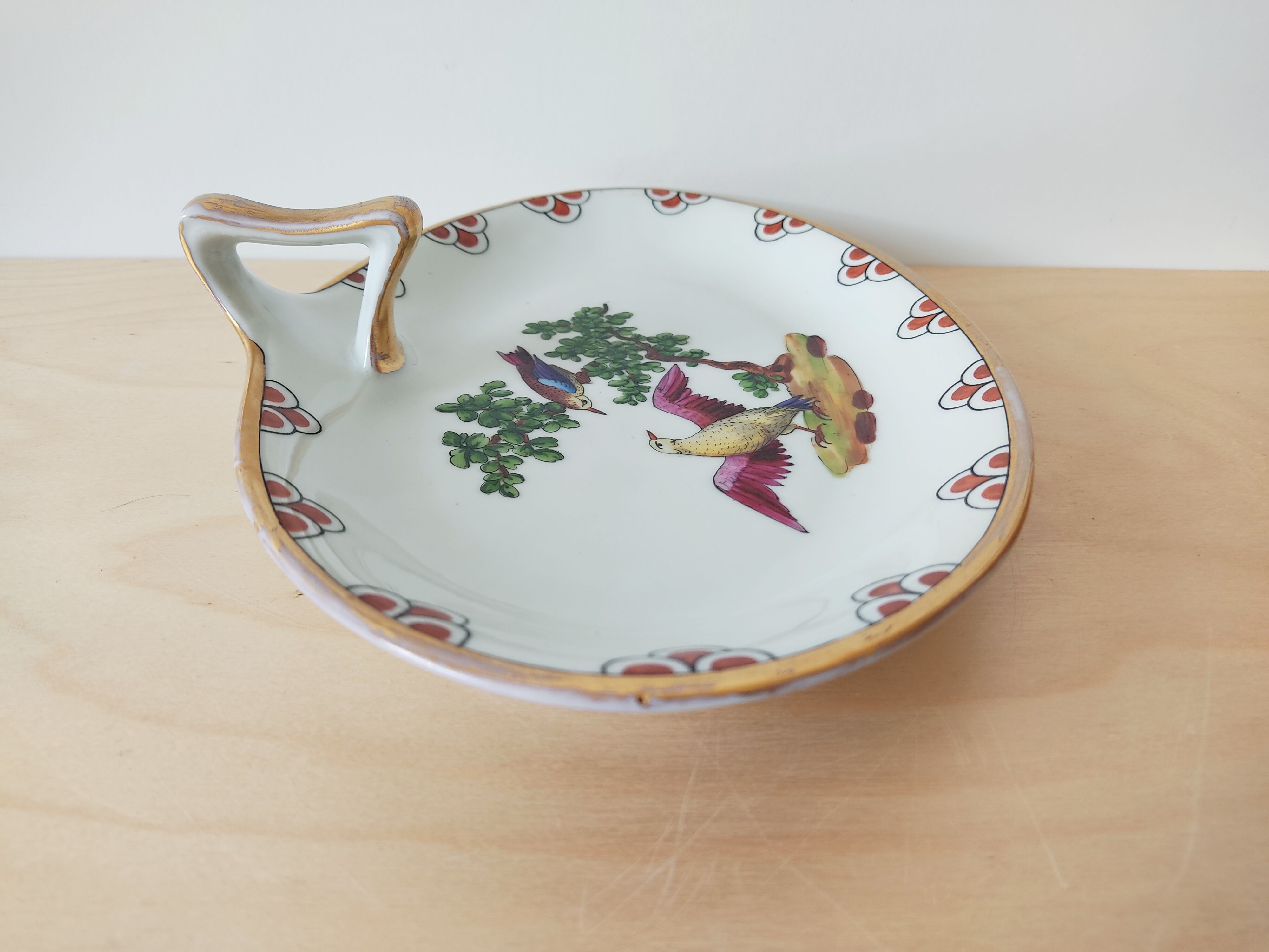 Empty pocket décor birds hand painted Limoges