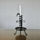 Medieval candlestick, blackened wrought and hammered iron, very good condition