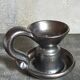 1950s iridescent black ceramic hand candle holder