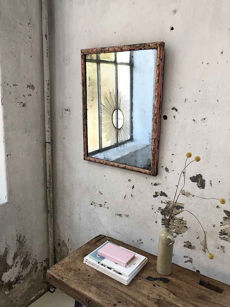 Pink patinated mirror 19th 54x70cm