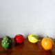 Set of salt cellars in fruit and vegetable slipware vintage