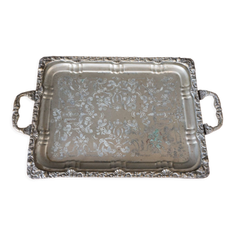 Middle Eastern metal tray Richly engraved Mid-twentieth