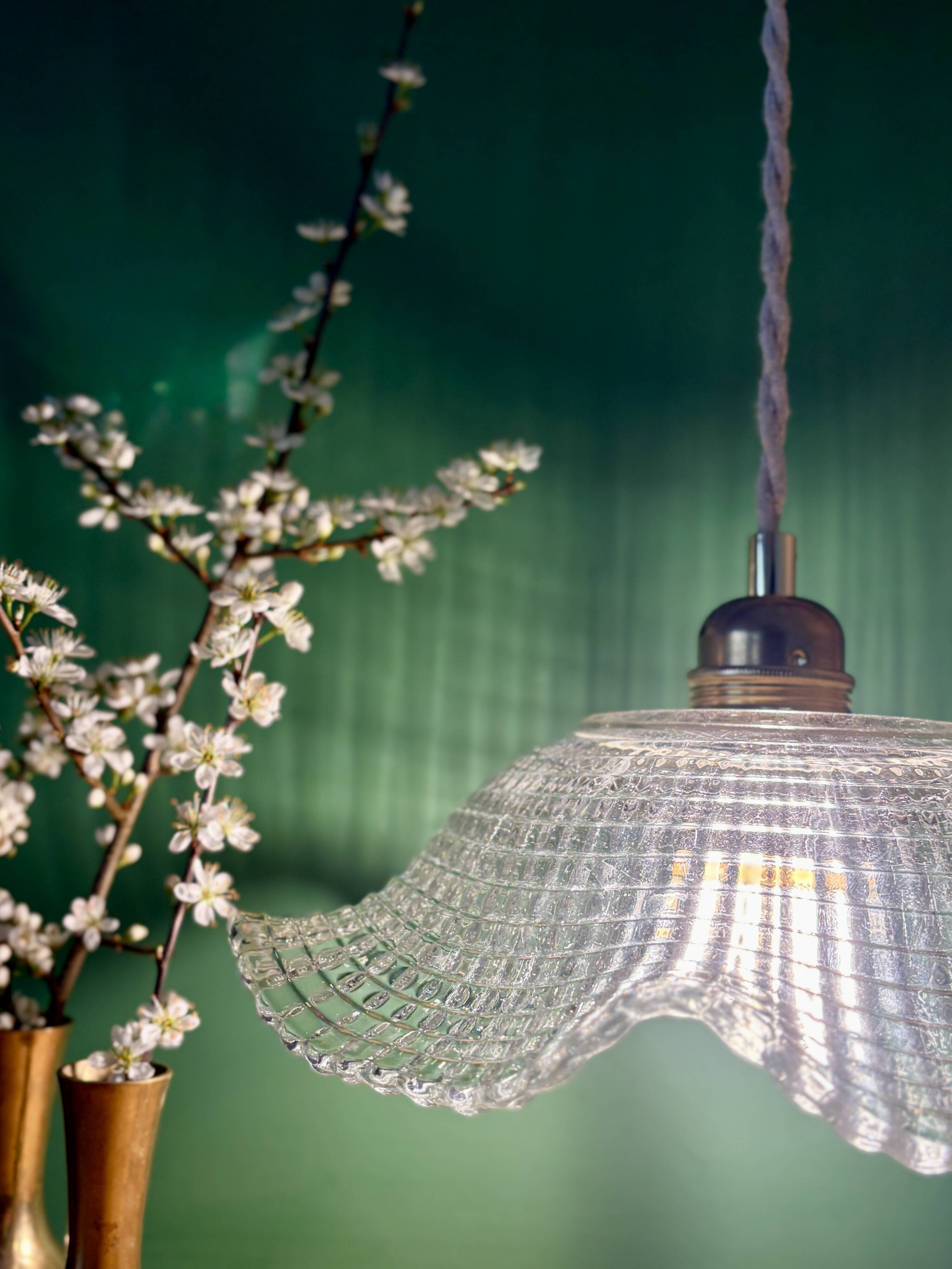 Vintage glass pendant light - tableware collection -