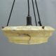 Large Art Deco Glass Pendant Light, Marbled with Rope Suspension, 1920s - 1930s