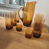 Amber orangeade set - 1 pitcher - 6 glasses - 2 small glasses