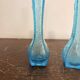 Antique Pair of Soliflore Vases, Pressed Moulded Glass, Blue Opaline Sapphire, 19th Century