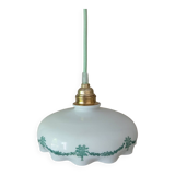 White opaline handkerchief pendant or portable lamp, vintage 1920