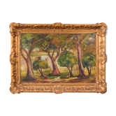 Post Impressionist Oil of Trees and Building