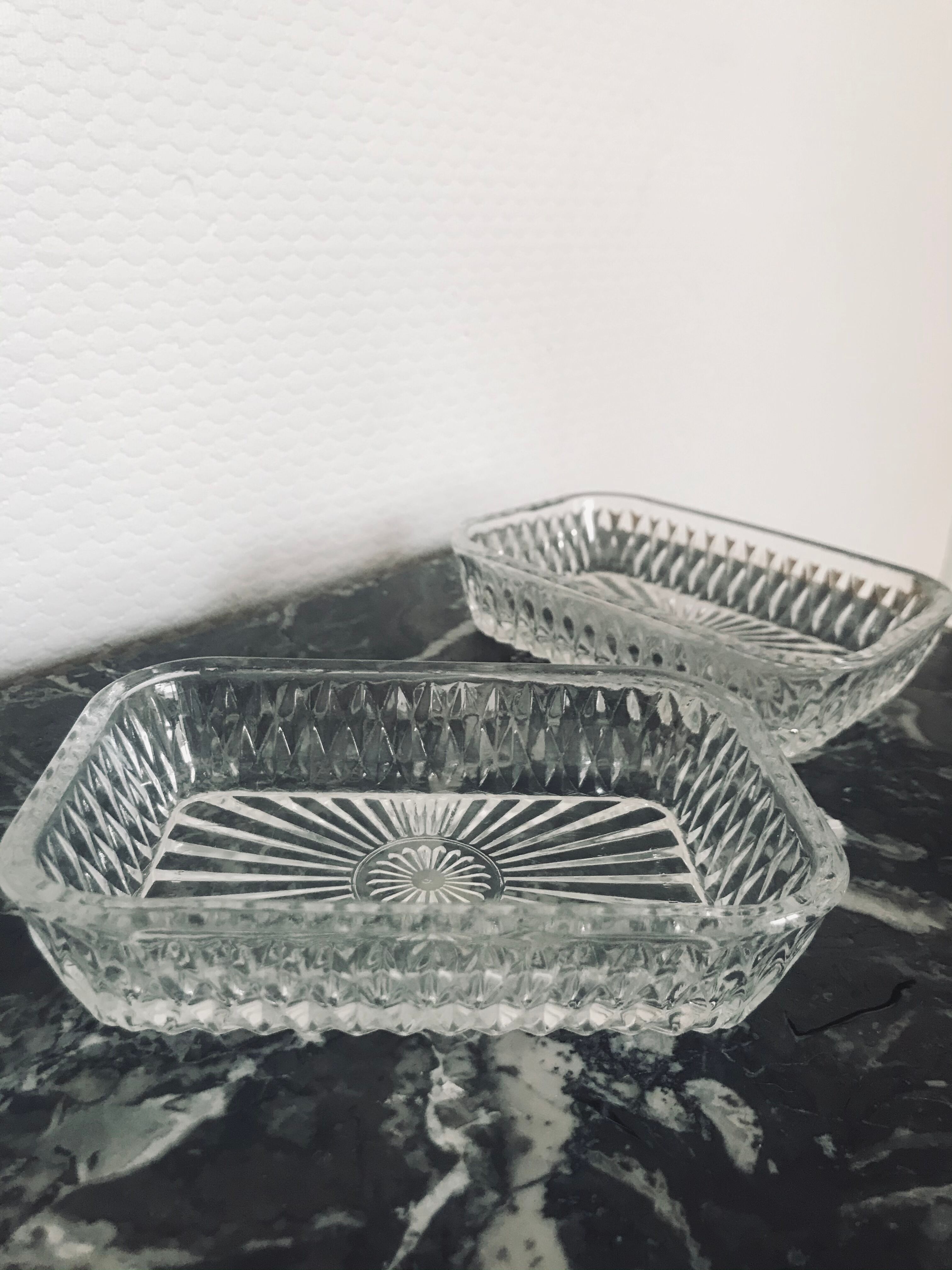 Lot of three moulded glass ramekins