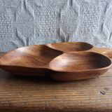 Plat apéritif en bois d'olivier années 70