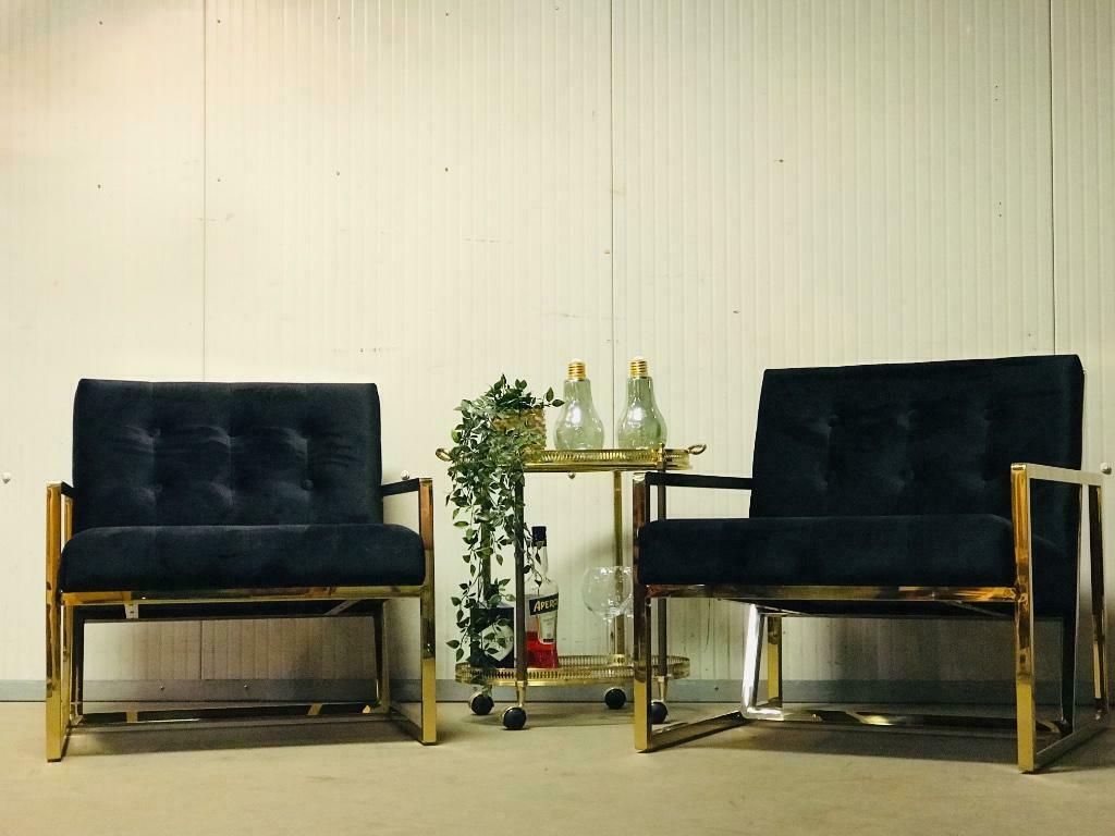 Fauteuil velours & or monoplace