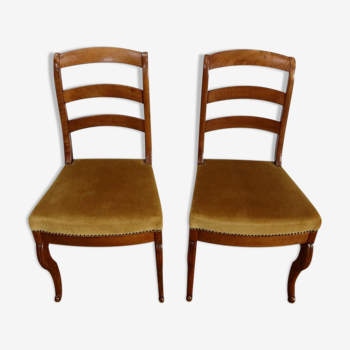 Pair of blond mahogany chairs, restoration period – early nineteenth