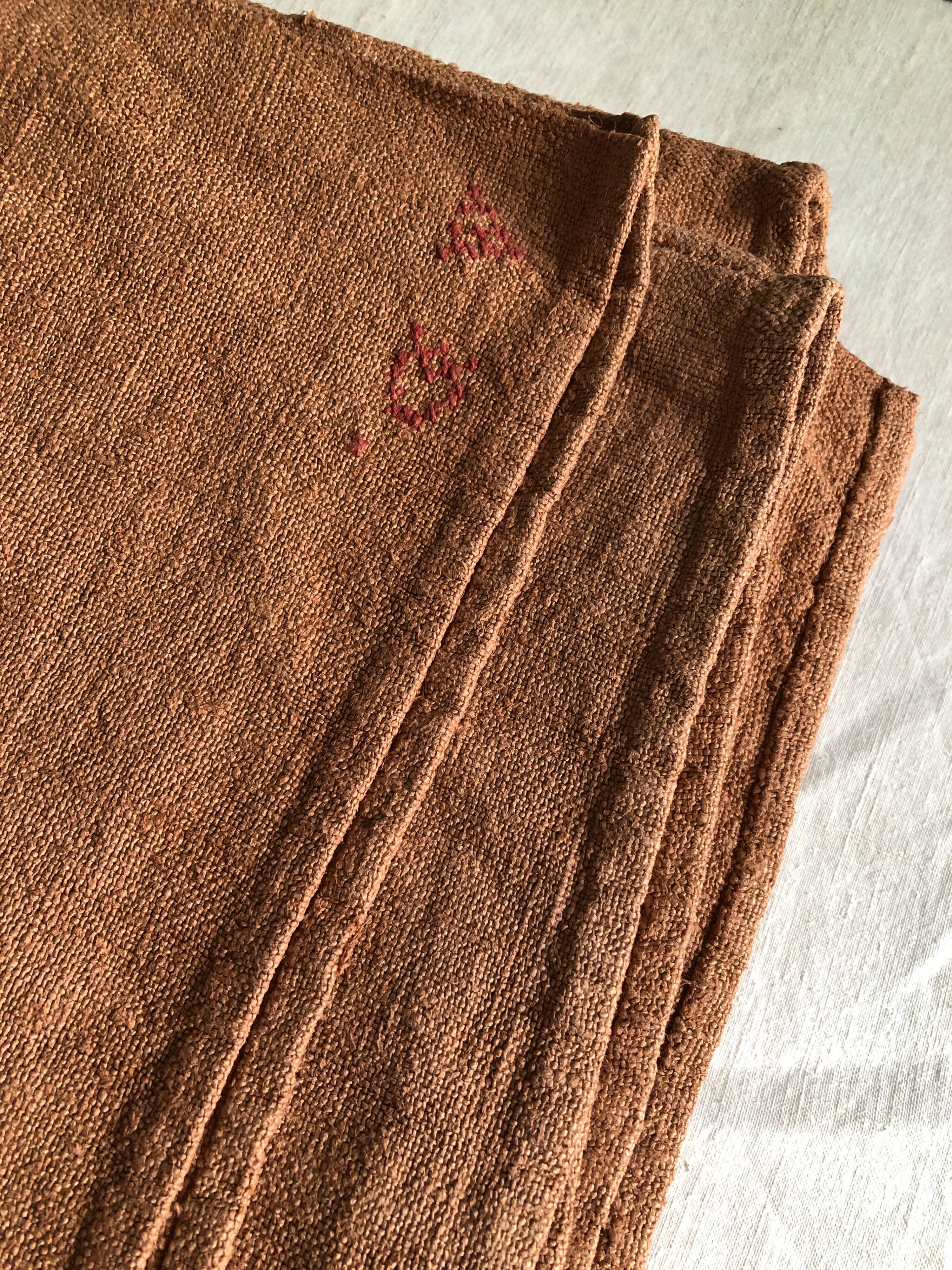 Terracotta tinted hemp harvest tablecloth