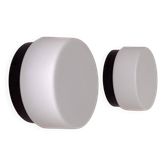 Pair of vintage wall lights in black Bakelite and frosted opal glass, France 1970.