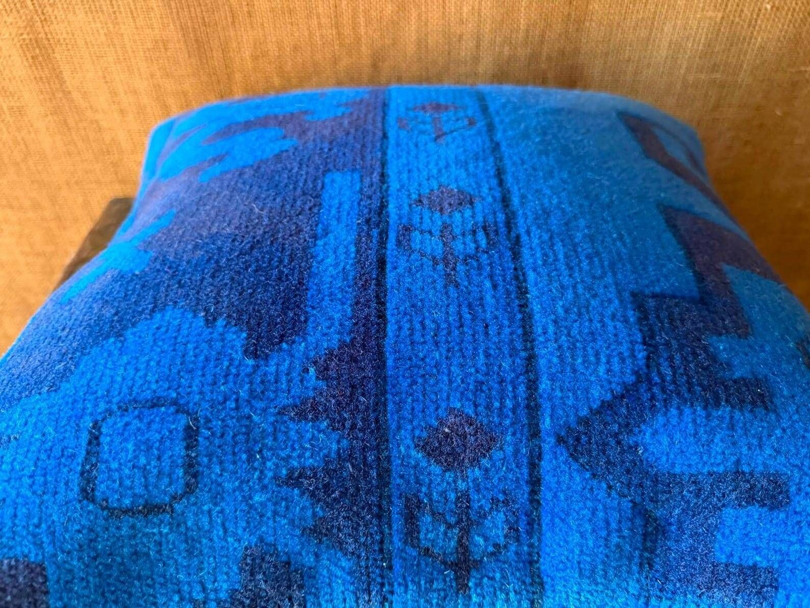 Vintage Turkish Wool Tribal Pillow, 18x18 Hand-Knotted Rug Cushion