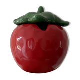 Mustard pot or jam maker in tomato-shaped slip