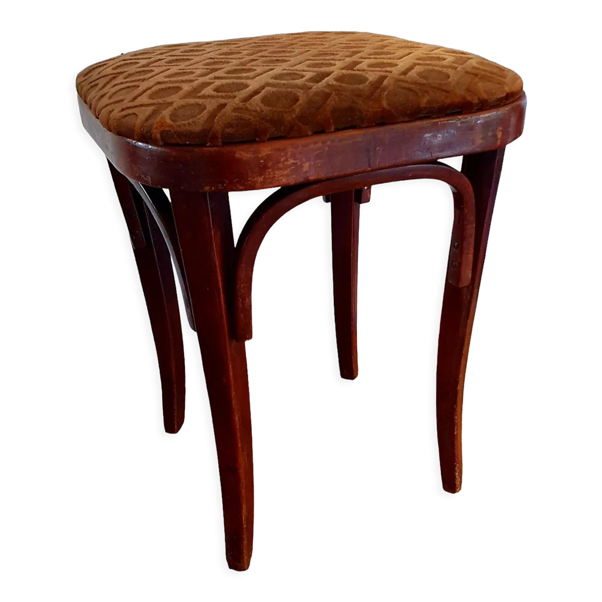 Art nouveau thonet stool bentwood and velvet