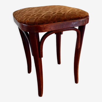 Art nouveau thonet stool bentwood and velvet